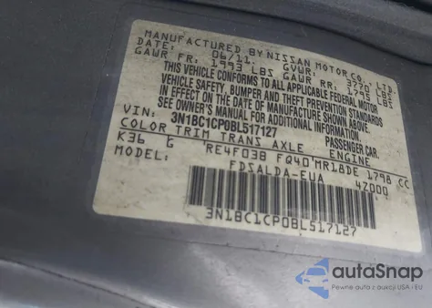 2011 Nissan Versa 1.8S z USA, uszkodzony, nr VIN 3N1BC1CP0BL517127